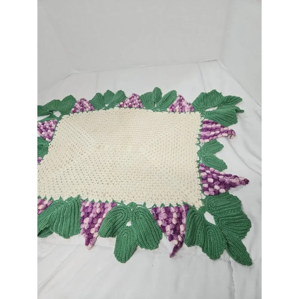 Vintage Crocheted Doily With Grape Clusters 21